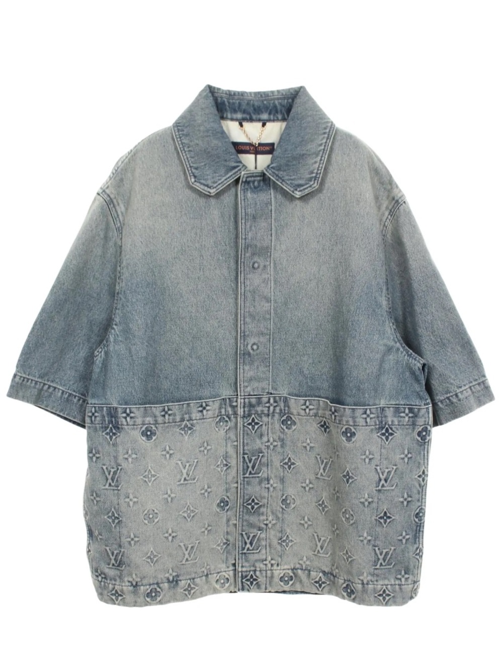 Louis Vuitton Two-Tone Monogram Denim Shirt Jacket in Light Blue